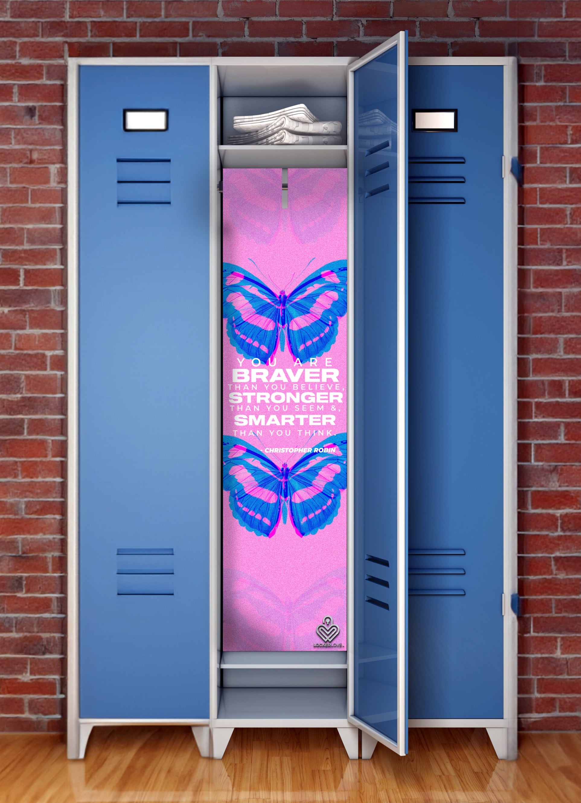 You Are Braver Than You Believe — Butterfly Locker Mural | Christopher Robin Quote | Locker Love