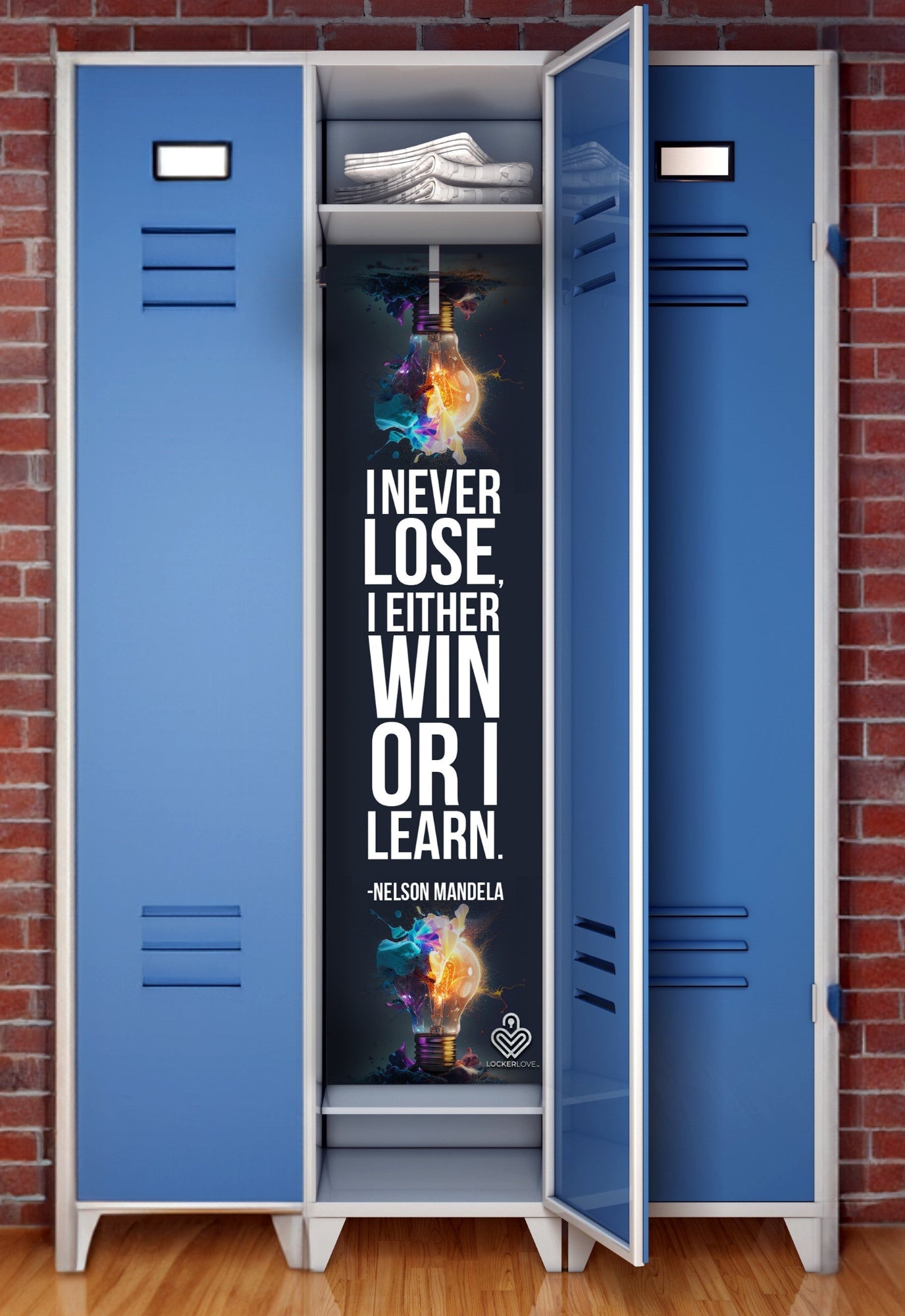 Motivational locker mural installed in school locker