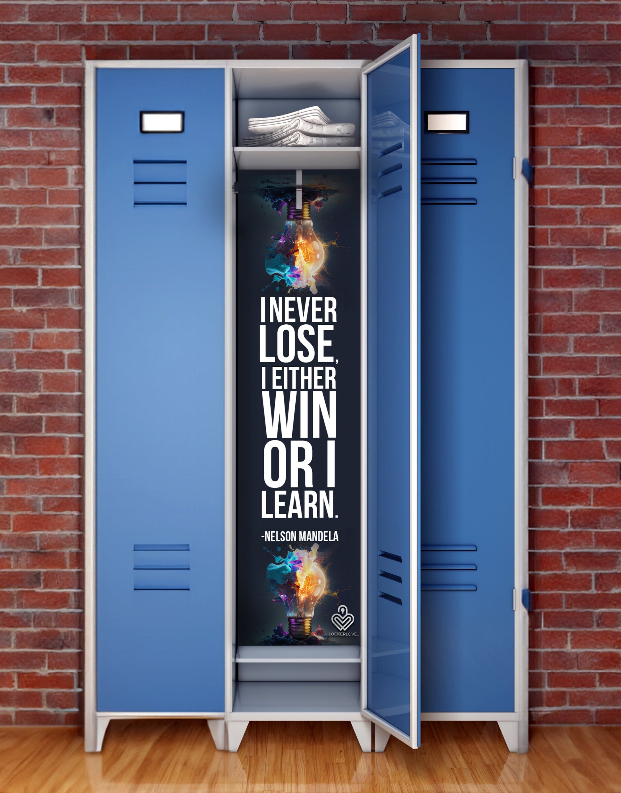 I Never Lose Motivational Locker Mural — Nelson Mandela Quote